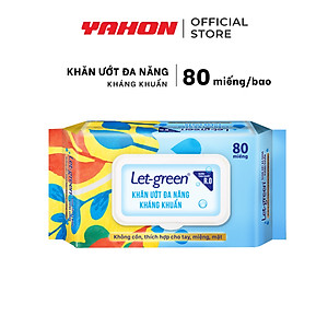 Combo Bao Khăn Giấy Ướt Đa Năng Kháng Khuẩn LET-GREEN, 80 Miếng/Bao