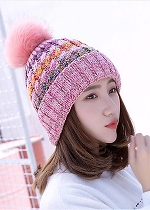 Mũ Len Nữ Trùm Tai Lót Lông Phong Cách Hàn Quốc Dễ Thương