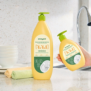 Nước rửa chén bát sinh học ENZYCO 465ml - Chiết xuất Bồ hòn và Enzyme Dứa