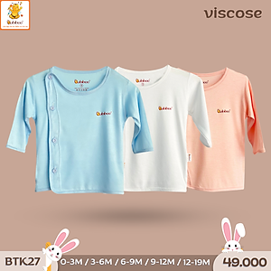 Áo sơ sinh Babiboo cài chéo tay dài vải visco siêu mềm mại cho bé BTK24