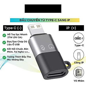 Đầu chuyển đổi Cho Micro Thu Âm Không Dây từ Type C sang Lightningg (i.phone) type c sang ios Jack Dây KHÔNG DÙNG CHO TAI NGHE - Hàng Nhập Khẩu
