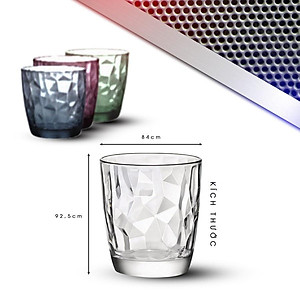 Bộ 6 ly thủy tinh Bormioli Rocco Diamond 300ml – Ly uống nước cao cấp | Màu trắng – xanh biển – tím