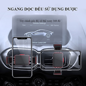 Giá Đỡ Điện Thoại Ô Tô Xe Hơi Gắn Trên Cánh Quạt Điều Hòa - Khóa Thông Minh - Xoay 360 Độ - Tiện Lợi - Hàng Chính Hãng 