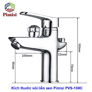 Vòi Chậu Liền Sen Pimisi Nóng Lạnh Cho Chậu Rửa Mặt Lavabo 1 Lỗ Làm Bằng Đồng Thau Mạ Xi Sáng Bóng Dùng Trong Phòng Tắm Nhỏ - Điều Chỉnh Nước Bằng Gật Gù Đầy Đủ Phụ Kiện Dây Bát Sen Tắm - Ống Xả Thải Và Dây Cấp Nước | Hàng Chính Hãng