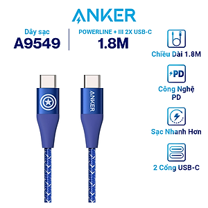 Cáp Sạc ANKER Powerline+ II USB-C To USB-C Phiên Bản Marvel - A9547 / A9549 - Hàng Chính Hãng