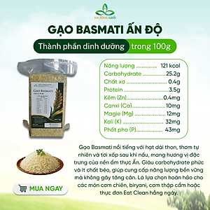 Gạo Basmati India 1121 (Ấn Độ) Túi 1kg
