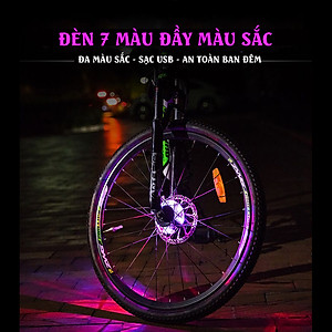 Đèn Led Gắn Bánh Xe Đạp 7 Màu (Trục Giữa phi 19-36mm) Có Sạc Điện USB Chống Nước Trang Trí Cho Xe Đạp Người Lớn Mai Lee