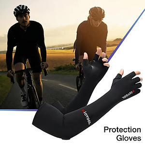 Găng ống tay chống nắng Kiotool Nam Nữ vải lụa băng, tất vớ dài đeo tay co dãn tối đa tiện dụng