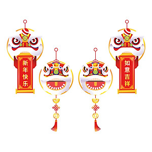 Decal dán tường decal trang trí tết Mẫu Con Lân  AMJ927