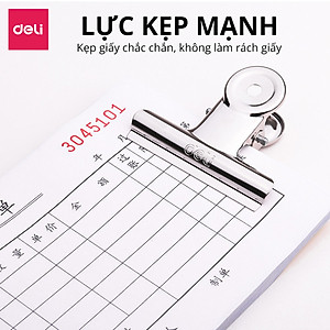 Set 6 chiếc kẹp bướm, Kẹp kim loại đuôi tròn Deli, Kẹp giấy tài liệu văn phòng 19mm 29mm 38mm 51mm