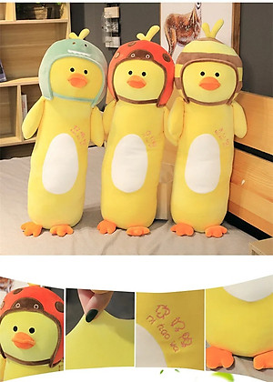 Gấu bông con vịt vàng dễ thương - Size từ 70cm đến 1m3 - Quà tặng gấu bông vịt đội nón bảo hiểm cute.