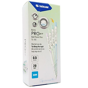 Hộp 20 Bút Bi Pro 027 0.5 mm - Thiên Long TL-105 - Mực Xanh