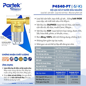 Bộ Tiền Xử Lý Nước PARTEK P4540-PT-(S/K) Loại Bỏ Cặn Đá Vôi, Cặn Canxi, Phèn Sắt, Kim Loại Nặng... - Hàng Chính Hãng
