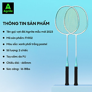 Bộ 2 vợt cầu lông Agnite chính hãng, hợp kim cacbon siêu bền, khớp chữ T, thiết kế khung rãnh sâu, màu pastel - FH102