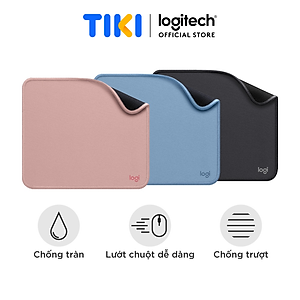 Lót chuột Logitech Mouse Pad - Đế cao su chống trượt, lướt dễ dàng, bề mặt chống đổ tràn, bền bỉ, nhỏ gọn - Hàng chính hãng