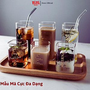 Ly thủy tinh Cốc thủy tinh vuông uống nước cà phê cao cấp dễ thương Ly cocktail cute uống trà sinh tố decor đẹp TiTiRoom