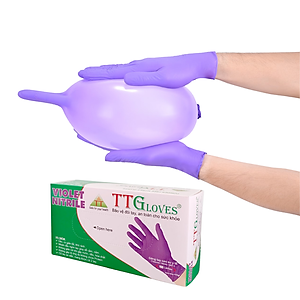 Găng Tay Cao Su Y Tế Size S Không Bột Nitrile TTGLOVES Màu Tím (100 Chiếc)