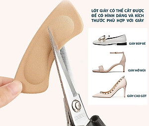 Bộ 2 cặp lót giày 4D bảo vệ gót chân và chống tuột gót giày (loại bầu) 1 CẶP KEM VÀ 1 CẶP ĐEN