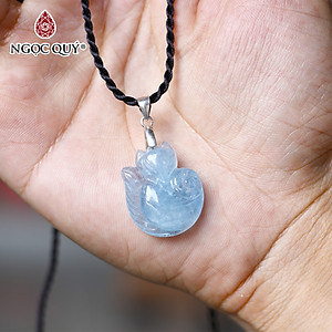 Mặt dây chuyền hồ ly 9 đuôi aquamarine mệnh thủy, mộc - Ngọc Quý Gemstones
