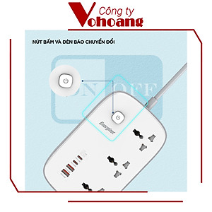 [Mỹ] Ổ cắm điện Energizer đa năng 3AC kèm 2USB-A và 2USB-C sạc nhanh PD (max PD 65W) - Energizer EPB3250W00EU