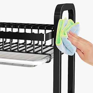 Kệ chén bát đĩa 2 - 3 tầng INOX 304 cao cấp sơn đen tĩnh điện kèm khay ráo nước, giá kệ úp bát khô ráo trên bàn bếp gọn gàng, sạch sẽ, kệ đa năng tiết kiệm không gian - Hàng cao cấp