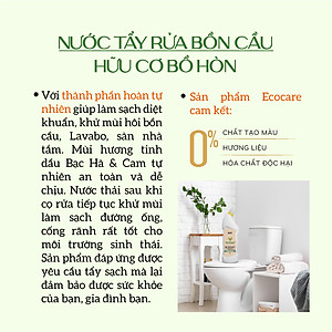 Nước Tẩy Bồn Cầu Hữu Cơ Diệt Khuẩn ECOCARE 1L Hương Cam Bạc Hà Thơm Mát, Chai Tẩy Rửa Nhà Vệ Sinh Siêu Sạch
