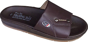 Dép nam quai ngang Trường Hải một bản da bò thật đế kếp mềm dẻo không trơn QN0421