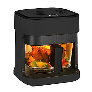 Nồi chiên không dầu thủy tinh Mishio MK373 - Dung tích 7 lít lòng nồi không bong tróc gỉ sét - Hàng chính hãng