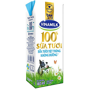 Thùng 48 Hộp Sữa Tươi Tiệt Trùng Vinamilk 100% Không Đường (180ml / Hộp)