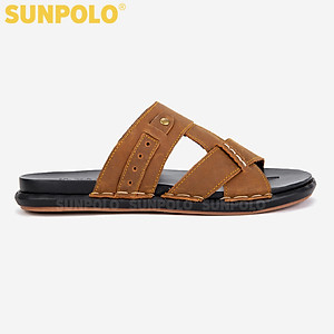 Dép Nam, Dép Quai Ngang Nam Da Bò SUNPOLO SNA101 Trẻ trung (Đen, Nâu bò)