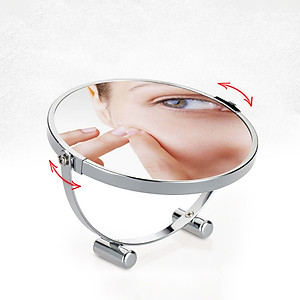 Gương trang điểm phóng đại 3 lần, xoay 360 độ, 2 mặt siêu nét, để bàn, Inox 304, Size 18cm, 20cm, Minh House G31