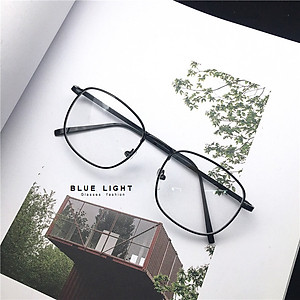 Kính Giả Cận, Gọng Kính Cận Nam Nữ Mắt Vuông Gọng Kim Loại Cứng Cáp - BLUE LIGHT SHOP