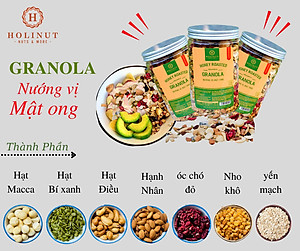 Ngũ Cốc Granola Nướng Vị Mật Ong Hạt Nhập Khẩu - thương Hiệu Holinut/500gram