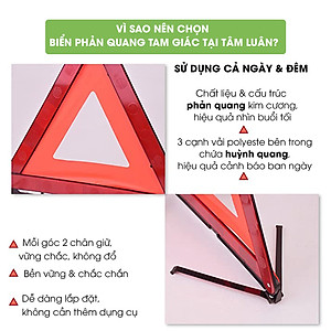 Biển báo phản quang tam giác xếp gọn, biển cảnh báo nguy hiểm, biển tam giác phản quang sự cố, phụ kiện ô tô Tâm Luân
