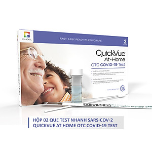 QuickVue Covid-19 Test nhanh tại nhà - Hộp 2 kit (lấy mẫu mũi chỉ 1.5 - 2cm không gây đau) - Hàng Mỹ chính hãng