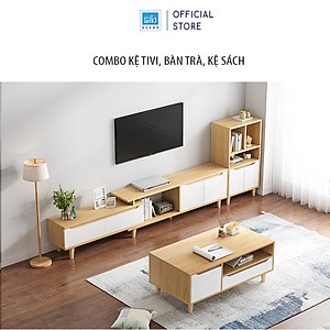 Combo Kệ Tivi, Bàn Trà, Tủ Gỗ Trang Trí Đồng Màu Hiện Đại, Tiện Nghi Thương Hiệu SIB Decor TV09