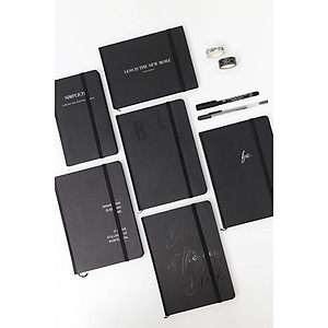 Sổ tay A7 Grid Đen Crabit - The Black Book 130GSM - Sổ tay bìa cứng ô vuông ghi chép, làm bullet journal - Sổ Minimalism