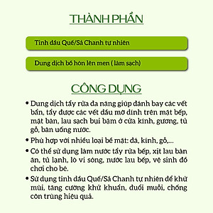 Nước xịt lau bàn ăn hữu cơ Bồ hòn tinh dầu Sả Chanh 500ml