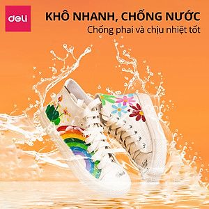 [MỚI] Bút Sơn Acrylic Marker Deli THÊM 80% MỰC - 12/24/36/48/64 Màu Tô Trên Mọi Chất Liệu DIY Vẽ Giày Vải Chai Lọ Nhựa