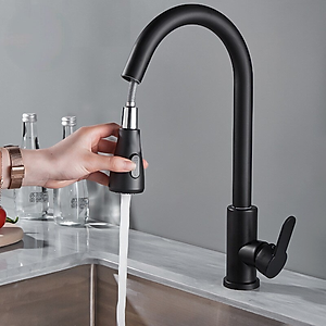 Vòi rửa chén KG53 nóng lạnh dây rút cao cấp inox304, dùng cho mọi bồn rửa chén bát nhà bếp, dây rút dễ tiện dụng ,2 chế độ nước kèm dây nóng lạnh 40cm - Hàng chính hãng