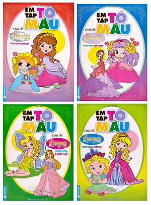 Combo Bộ Sách Em Tập Tô Màu - Chủ Đề Công Chúa: Diễm Lệ, Lộng Lẫy, Thần Tiên, Xinh Đẹp (Bộ 4 Cuốn) - ABB