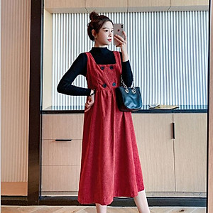 Sét Yếm Bầu Công Sở Dự Tiệc Cao Cấp Azuno AZ1012 Chất Liệu Nhung Ép (Kèm Áo Len)