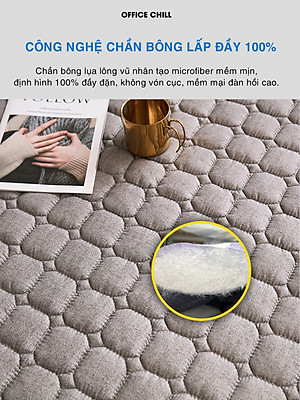Chiếu Đệm Ngủ Văn Phòng OFFICE CHILL Tấm Đệm Lót Ngủ Chần Bông Microfiber Kháng Khuẩn Thoáng Khí Xếp Gọn