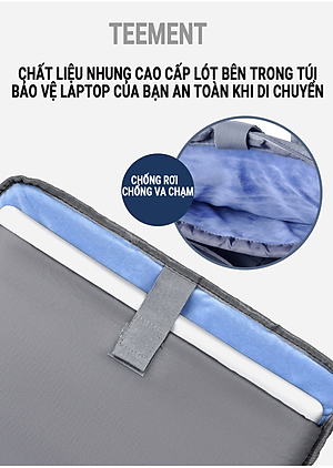 Cặp Đựng Chống Sốc Cao Cấp Teement, Chống Nước, Chống Xước, Dành Cho Laptop 13,14,15.6icnh - Hàng Chính Hãng