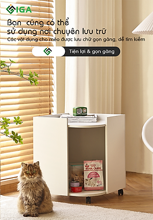 Nhà Cho Mèo Ngủ Kết Hợp Tủ Đựng Thức Ăn Chính Hãng IGA - GP194