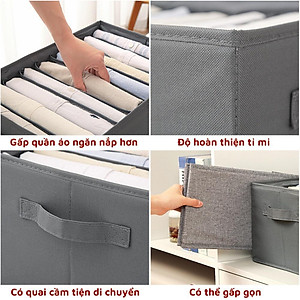 Hộp vải đựng quần áo chia 11 ngăn đựng đồ đa năng dododios áo thun quần jean áo len có tag gắn tên hộp