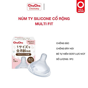 Núm Ty Silicon Cổ Rộng Hộp Siêu Mềm Multi Fit Ngừa Sặc Sữa, Chống Đầy Hơi Chính Hãng