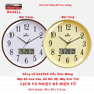 Đồng Hồ EASTAR Tròn Kim Điện tử Viền Mỏng - Máy KIM TRÔI - LỊCH Vạn Niên và NHIỆT KẾ Điện tử