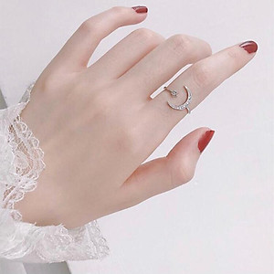 Nhẫn mặt trăng đá - tone bạc s925 - nhẫn thời trang Hàn Quốc.