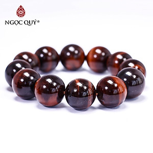 Vòng tay đá thạch anh mắt hổ nâu đỏ size hạt 18mm mệnh hỏa, thổ - Ngọc Quý Gemstones